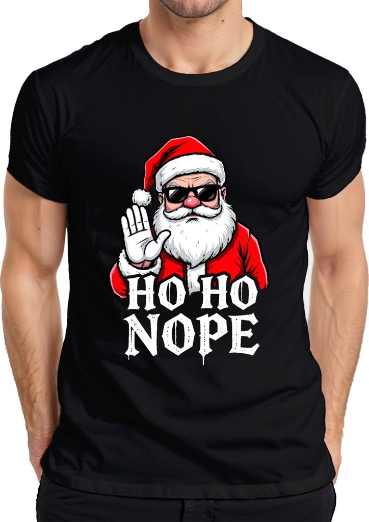 Ho Ho Nope Weihnachtsmann Sonnenbrille lustig Weihnachten Herren T-Shirt, Schwarz, S