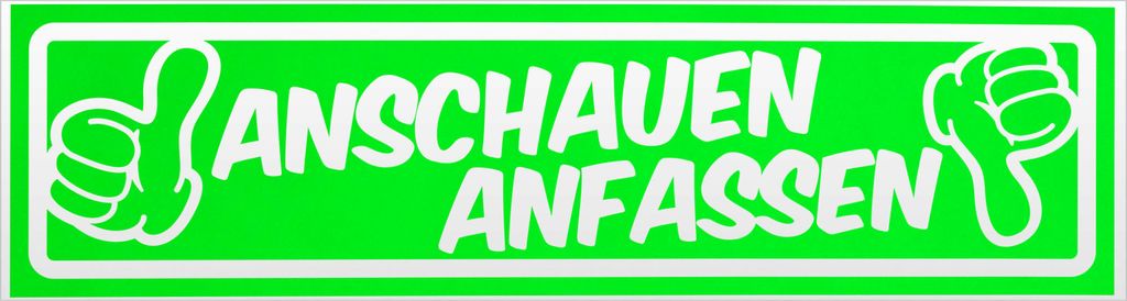 Kiwistar Anschauen anfassen invertiert Magnetschild Schild magnetisch - 60cm Neongrün - Magnetfolie für Auto PKW Kfz