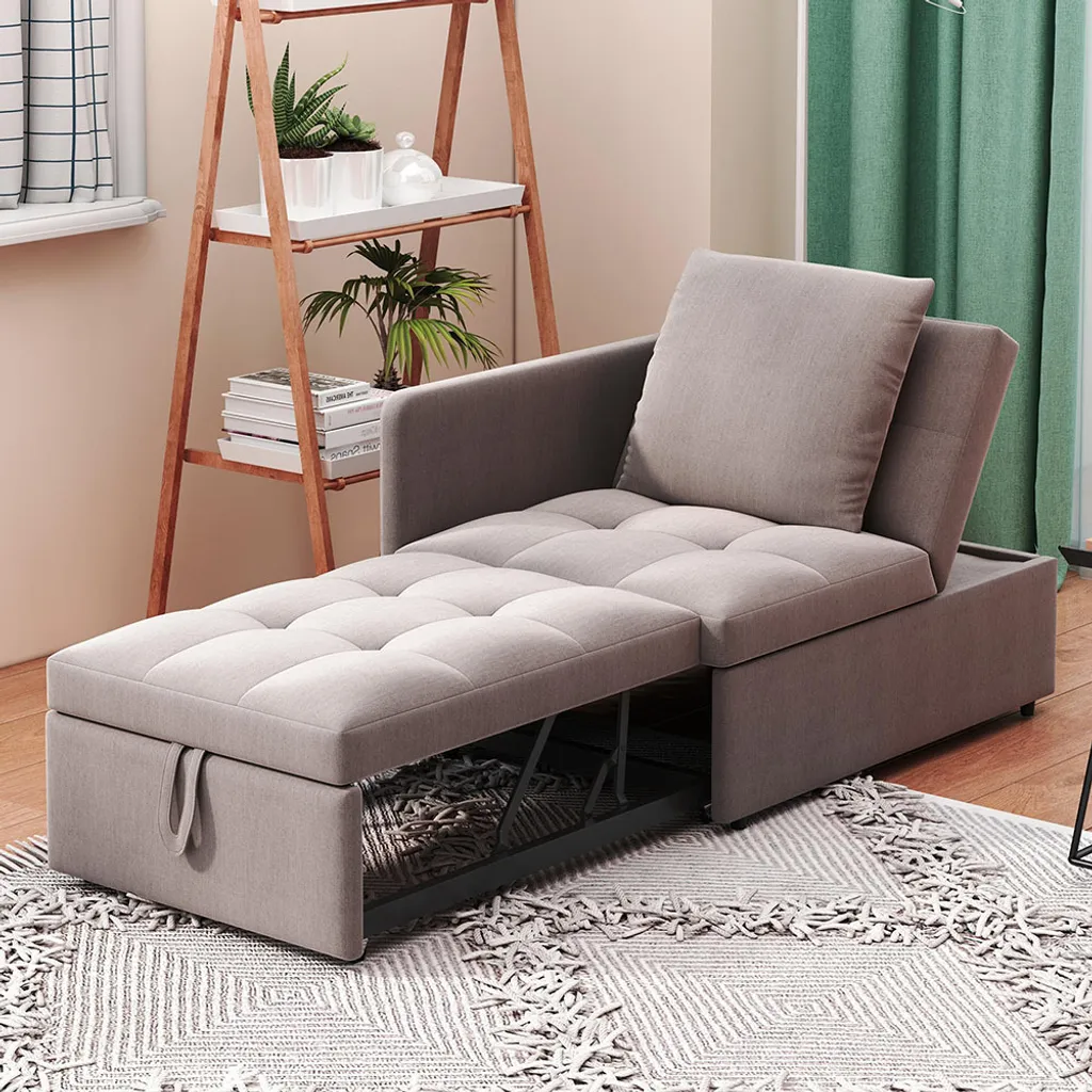 Lit Rembourré Gris 3 en 1 Sweiko : Dossier Inclinable et Confortable
