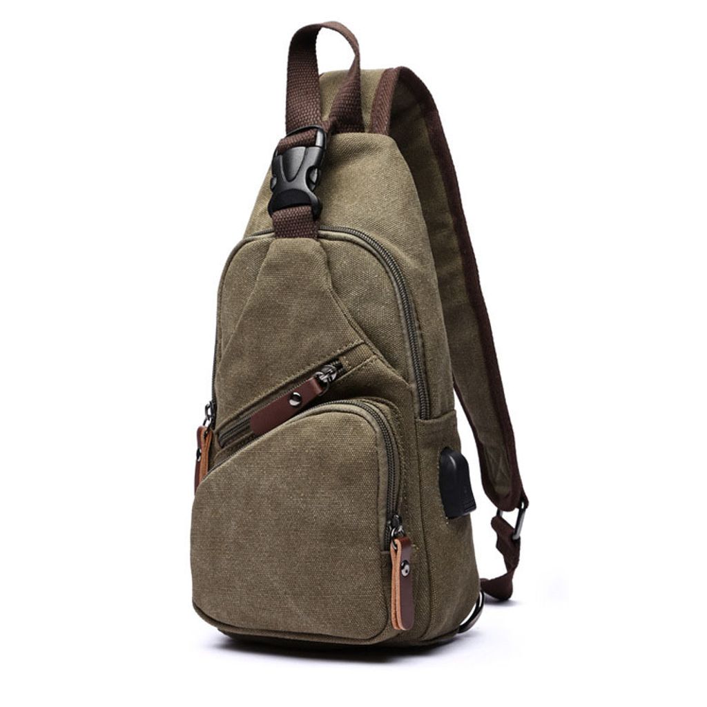 STILVORA Umhängetasche Herren Umhängetasche aus Canvas, Freizeit Slingbag, multifunktional mit USB-Anschluss, modische Brusttasche, Schultertasch...