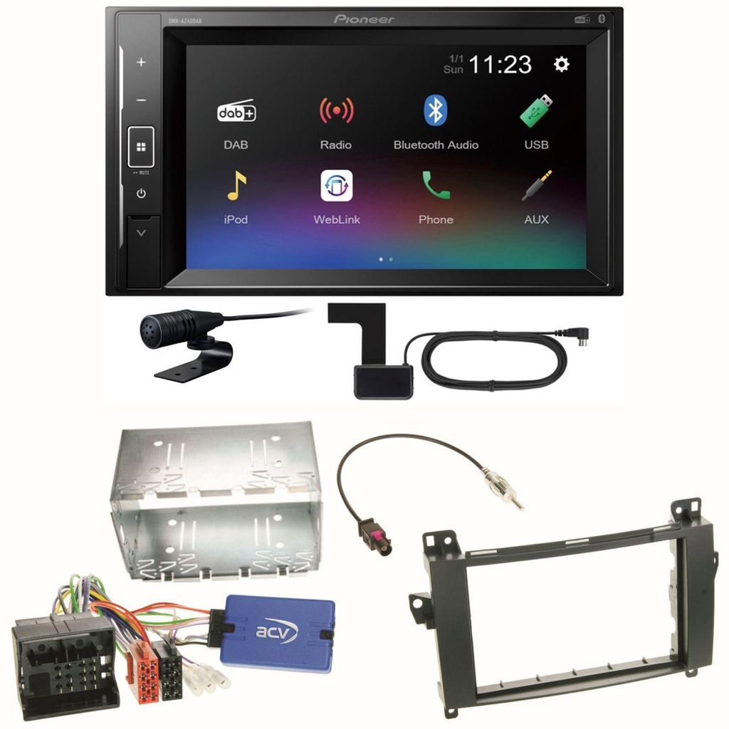 Pioneer DMH-A240DAB DAB+ Bluetooth Einbauset für Mercedes A Produktbild 