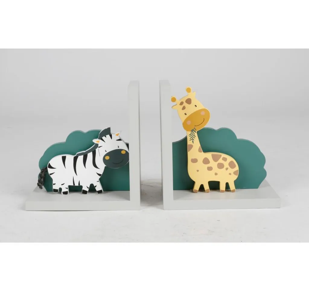 Serre-livres décoratifs en bois pour enfants thème Jungle Safari x8