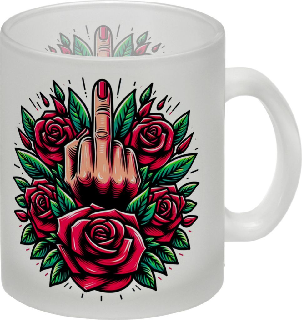 Stinkefinger Rosen - Ich hasse Menschen Glas Tasse