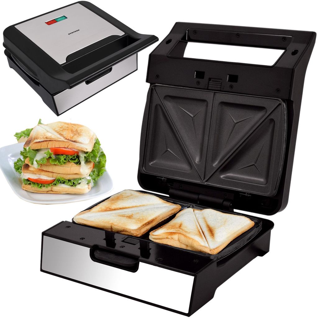 Syntrox Germany Sandwichmaker 1400W mit Wechselplatten Antihaft schwarz
