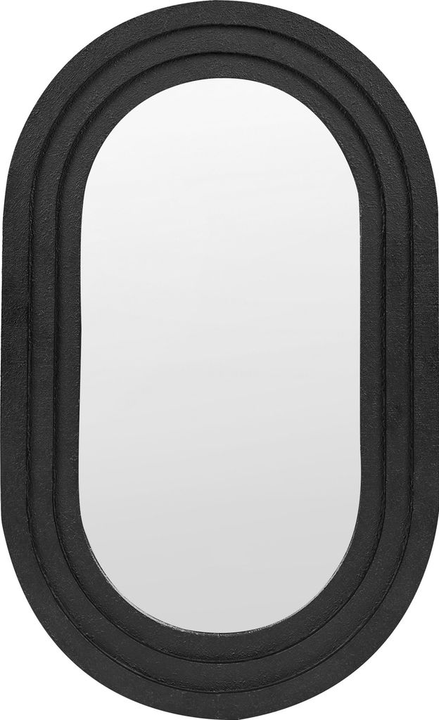 BELIANI Wandspiegel Schwarz Glas und MDF-Platte 43x69 cm mit Breitem Rahmen Oval Retro-Stil Wohnaccessoire Wohnzimmer Schlafzimmer Wohnbereich Bad ...