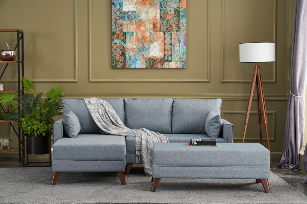 Hanah Home, Bella- BLC1692, Blau, Schlafsofas, Rahmen: Tannenbaum