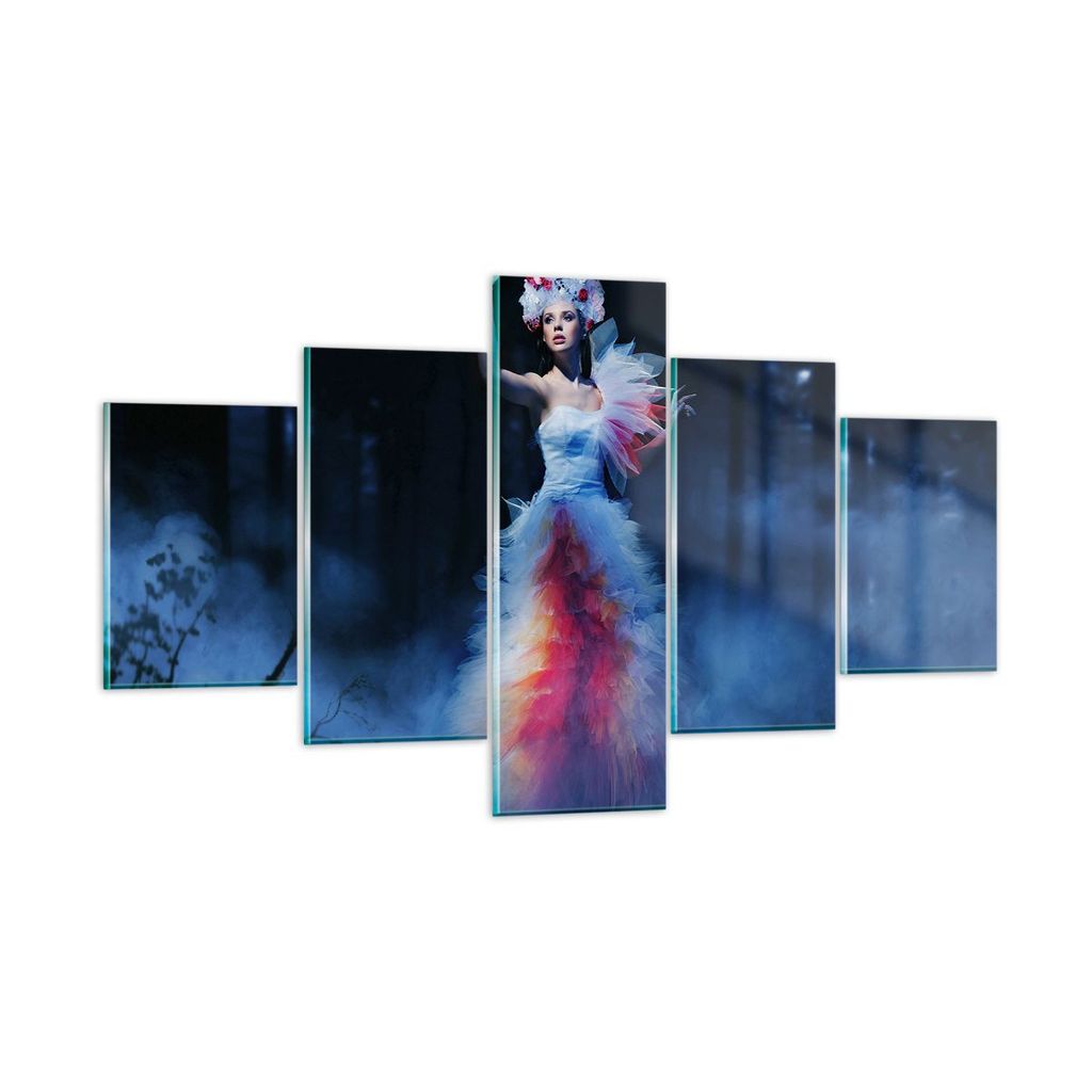 Bilder auf glas - Frau Geheimnis Nacht Wald - 125x70cm - Glasbilder - Wandbilder - Kunstdruck - zum Aufhängen bereit - Wanddekoration aus Glas - G...