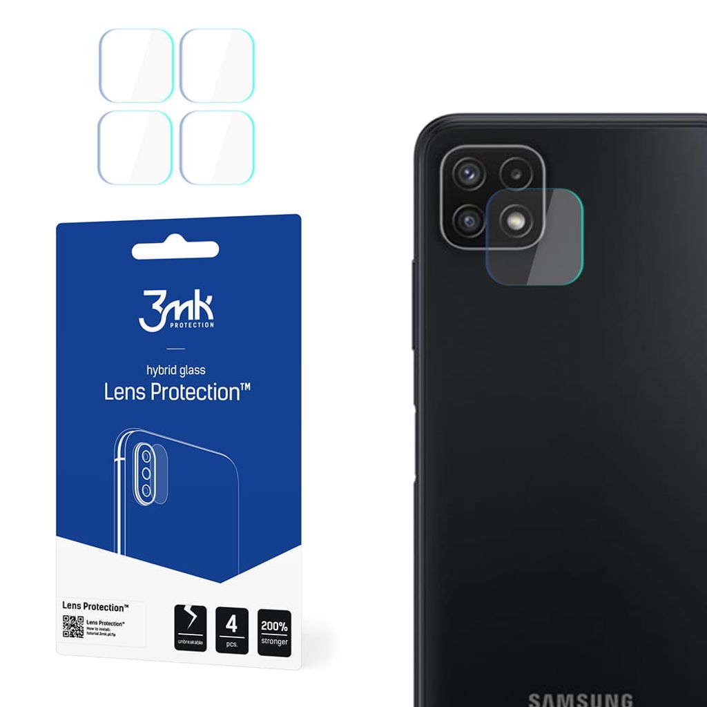 3mk Hybridglas Lens Protection für Samsung Galaxy A22 5G Kamera Objektiv Kameralinse 0,16mm 6H (4 Stück)