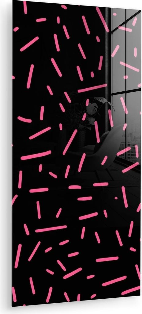 MuchoWow Glasbilder - Bilder auf Wandbild - Foto auf Glas Spiele - Streifen - Rosa - Abstrakt 40x80 cm Wanddekoration aus Glas - Acrylglasbild - Ac...