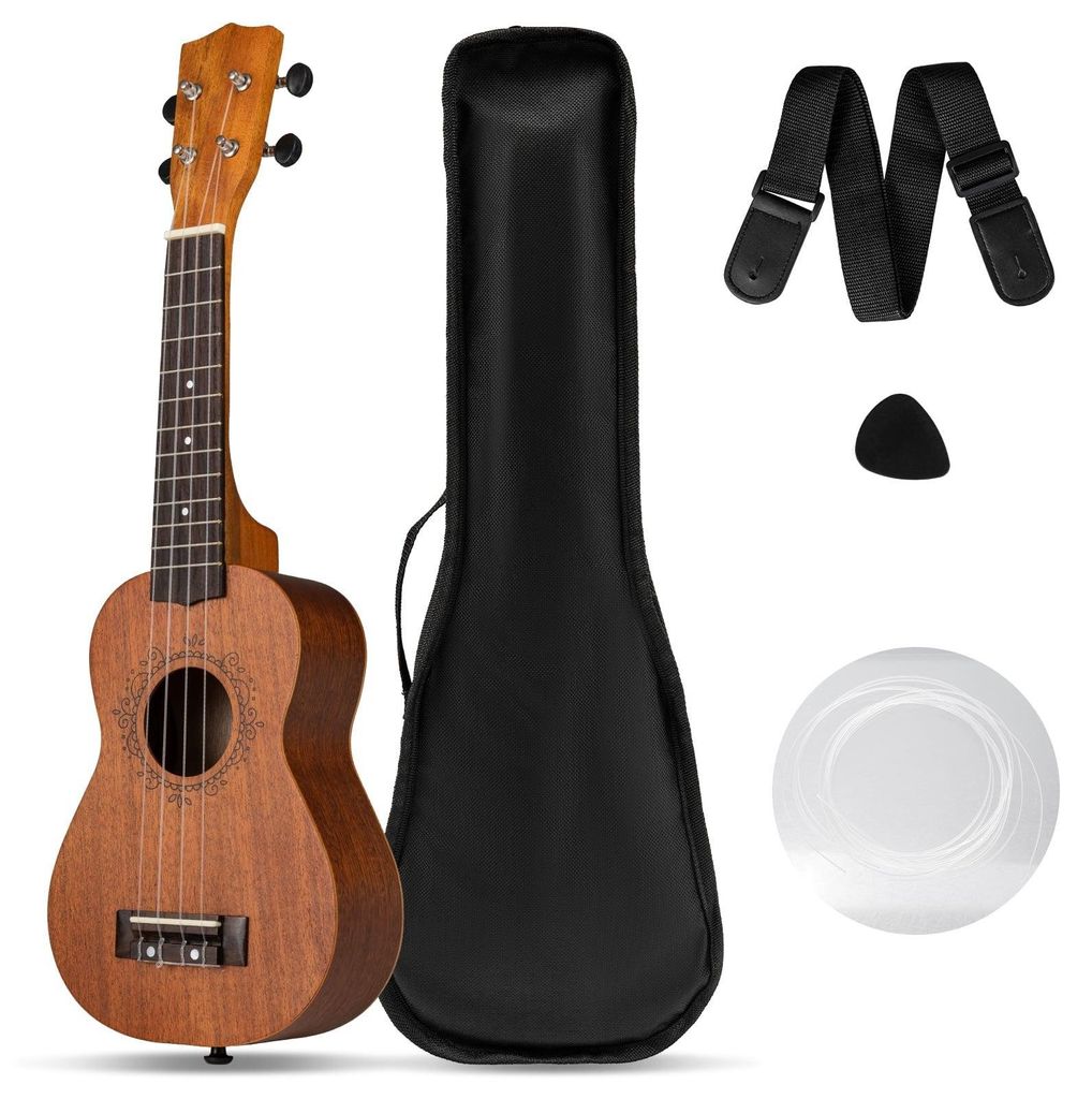 21-Zoll-Mahagoni-Ukulelen-Set mit Tasche und Zubehör