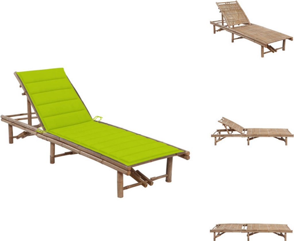 vidaXL Garten-Sonnenliege mit Auflage Bambus - Sonnenliegen