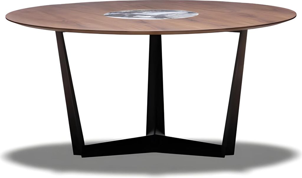 Eleganter runder Esstisch aus Holz in Braun für stilvolle Essbereiche