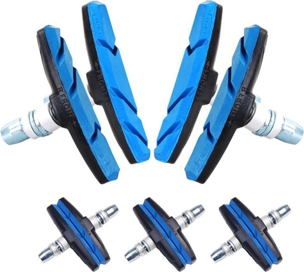 10 Stück Fahrrad Bremsen Set für Shimano | 5 Paar Bremsschuhe BLAU für das Fahrrad | V-Bremse 70mm V-Brake symmetrisch | Bremsbeläge | Bremsgum...
