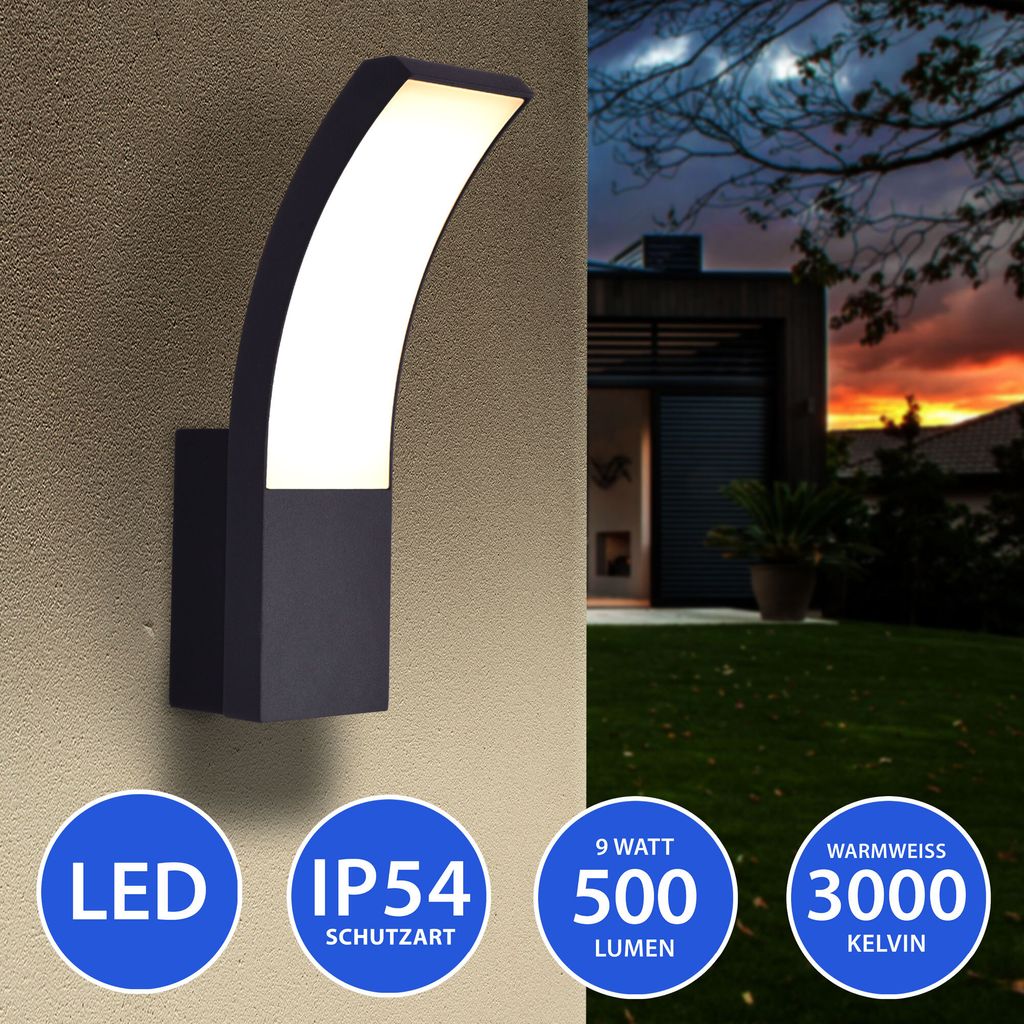 LED Außenwandleuchte ONYX - 4011A, Anthrazit, 9W, IP54 Produktbild 
