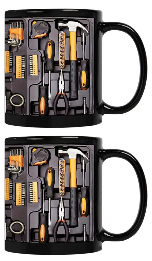 Werkzeugkasten-Kaffeebecher aus Keramik, stilvoll, 325 ml – Geschenkidee für Mechaniker, Väter und Ehemänner