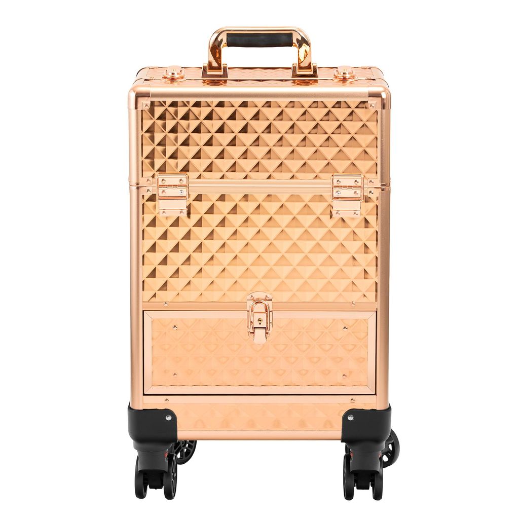 Kosmetikkoffer auf Rollen Aluminium Rose Gold 40L Make-up Produktbild 