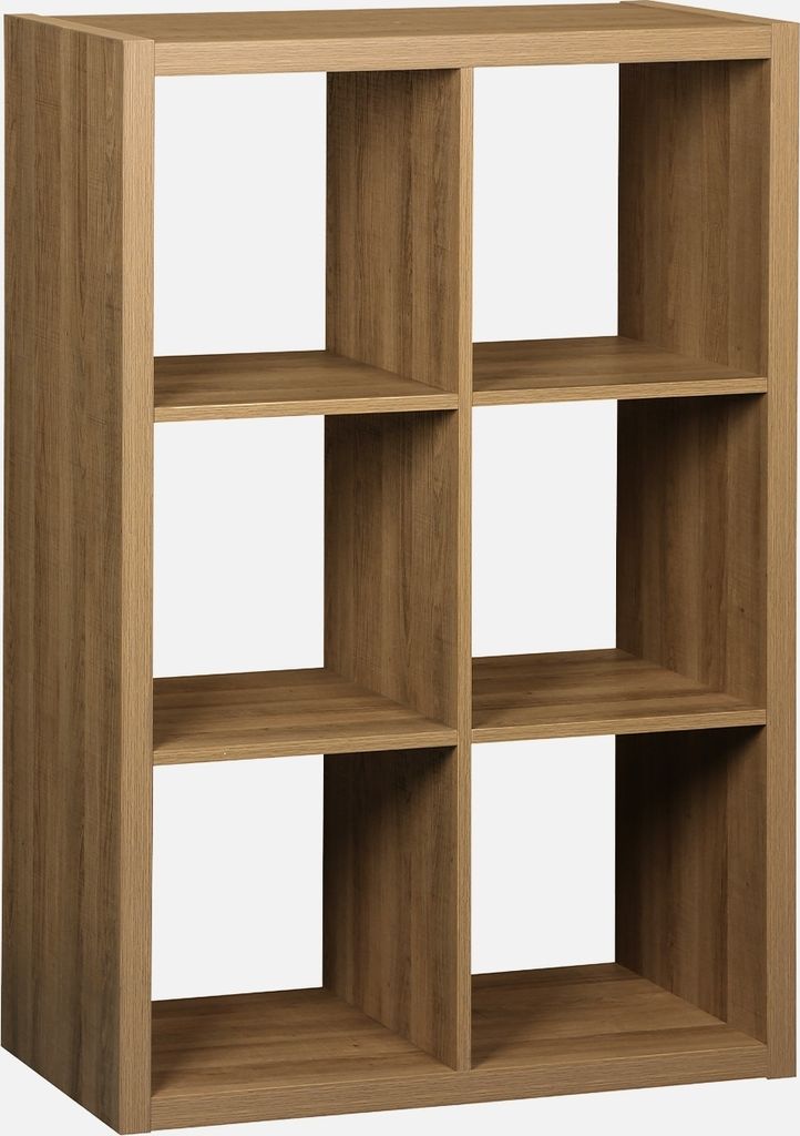 sweeek - Bücherregal Holzoptik 2 Ebenen 6 Stauräume
