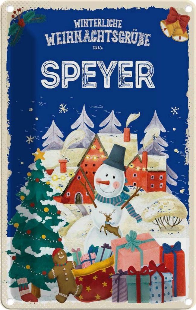 vianmo Blechschild 18x12 cm Weihnachtsgrüße aus SPEYER Weihnachten