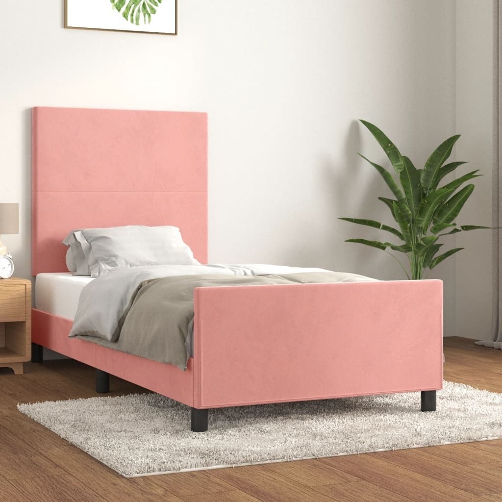 The Living Store Bettgestell mit Kopfteil Rosa 80x200 cm Samt