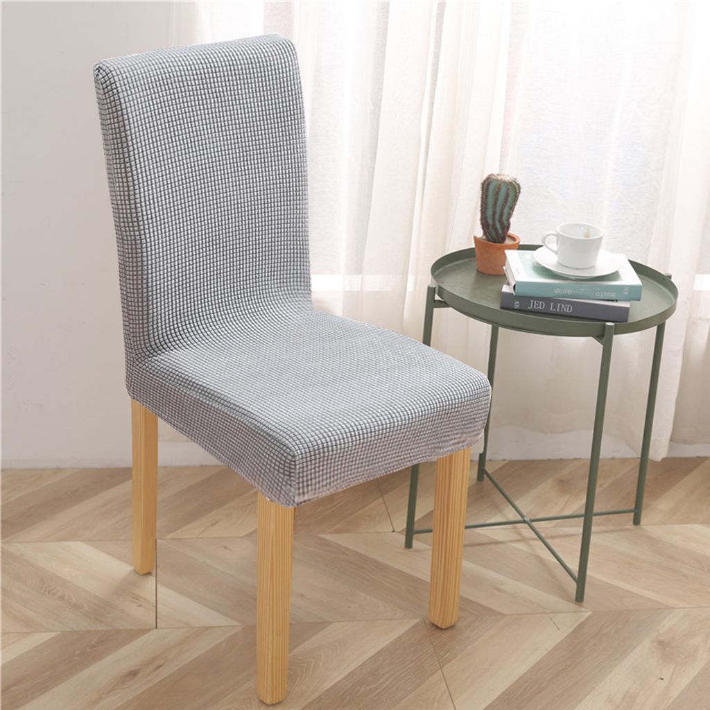 Mulisoft Stuhlhusse 1 Stück, hellgrau, Stretch Stuhlbezug, maschinenwaschbar für Esszimmerstühle (Rückenlehnenhöhe: 42-52 cm)