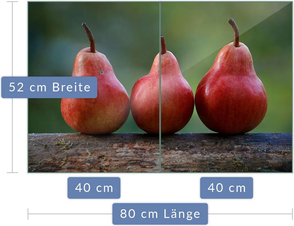 Lastre Protezione Piano Cottura Vetro Temperato 2x 40x52 Frutta HD - 2