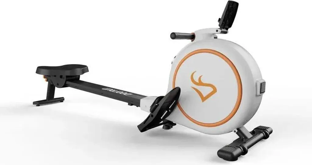Rameur R1 blanc à 32 niveaux de résistance, rail 95 cm et Bluetooth