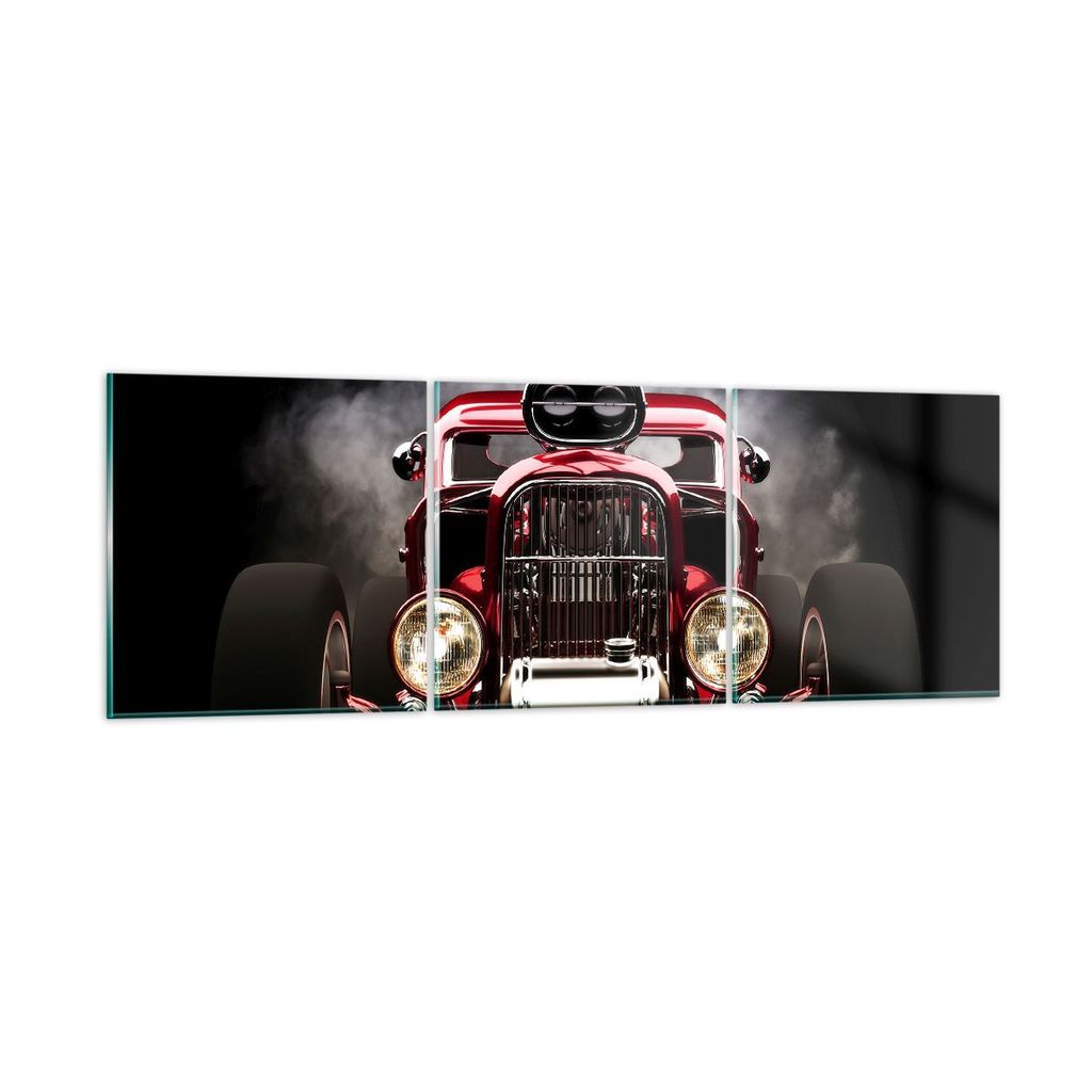 Bilder auf glas - Auto klassisch retro sport - 120x40cm - Glasbilder - Wandbilder - Kunstdruck - zum Aufhängen bereit - Wanddekoration aus Glas - ...