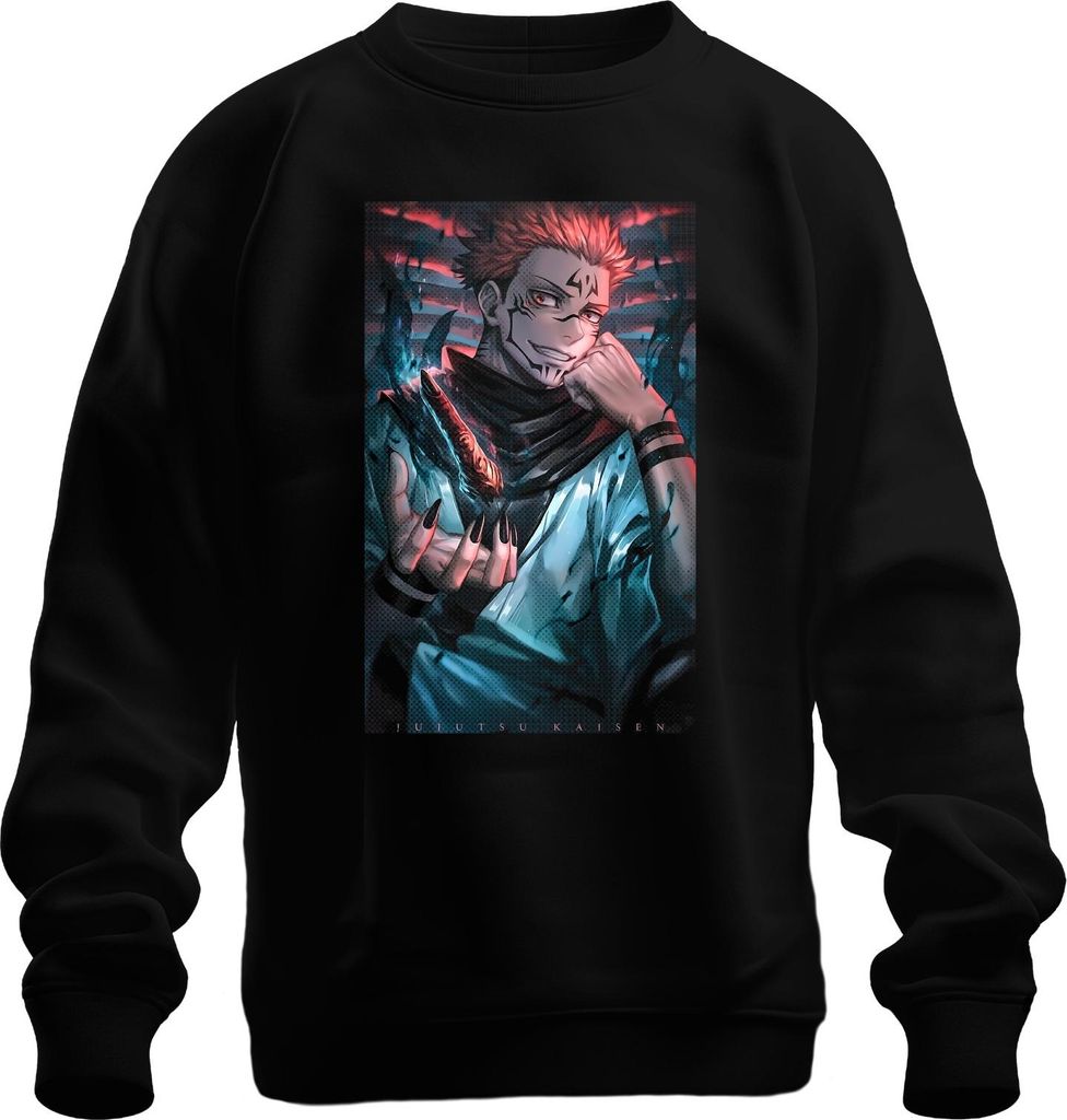 Jujutsu Kaisen Sukuna Dämonenkönig Feuer Klauen Anime Geschenk Uni Sweatshirt Pullover, Schwarz, S