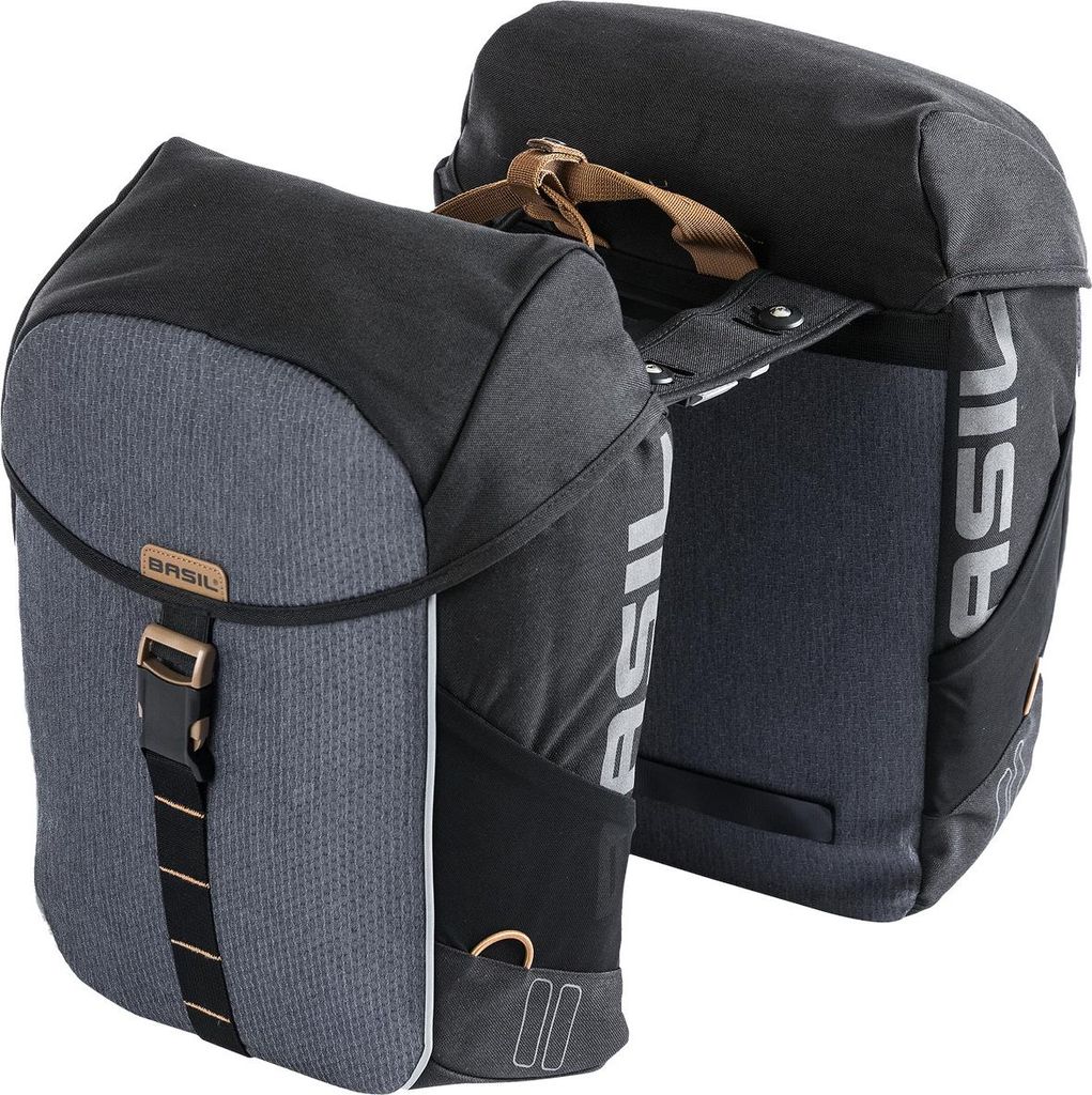 Basil Doppeltasche Miles MIK 2.0 34 Liter schwarz/grau inkl. MIK-Adapterplatt...