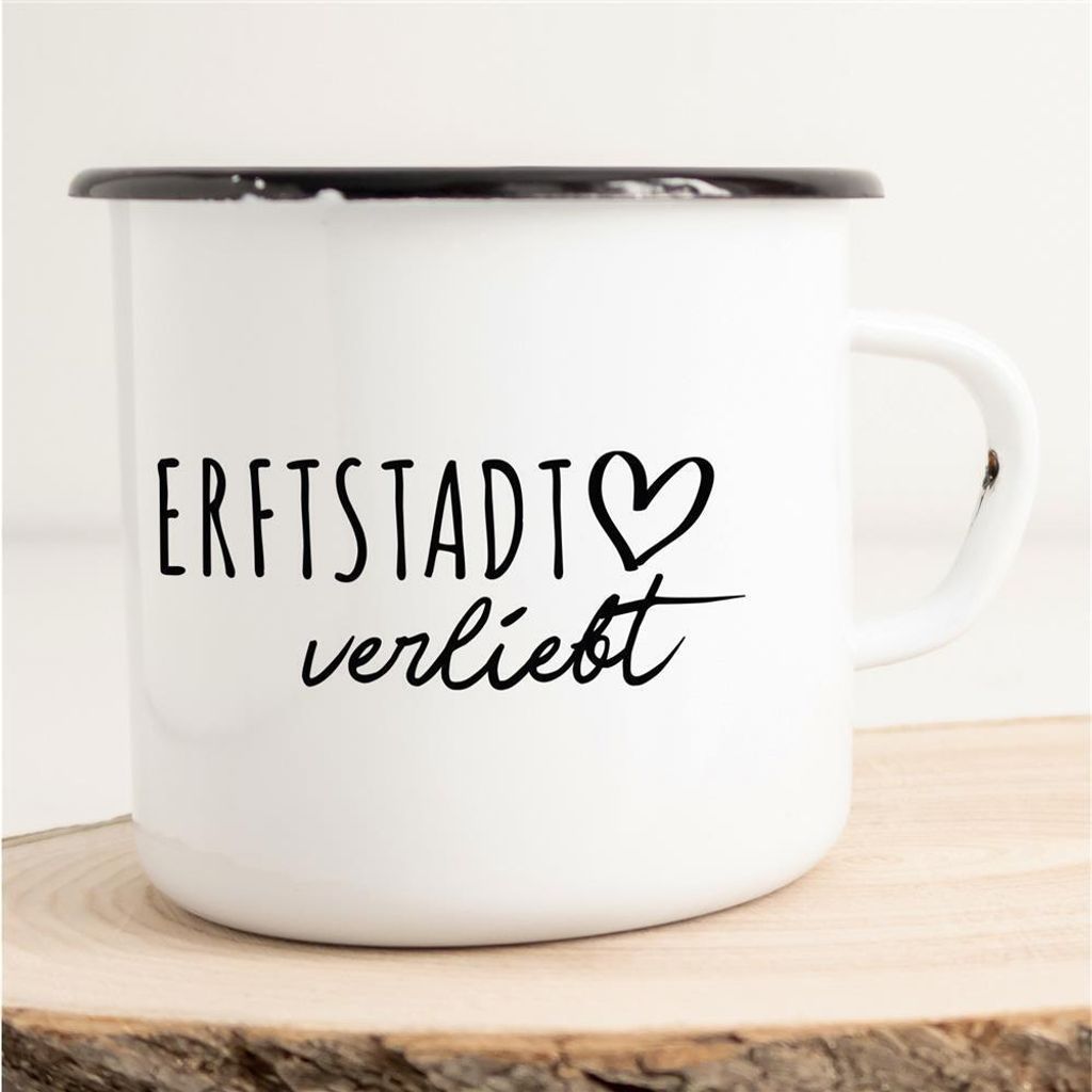 Huuraa Emaille Tasse Erftstadt Geschenk Kaffeebecher Vintage 300ml Erftstadt Präsent