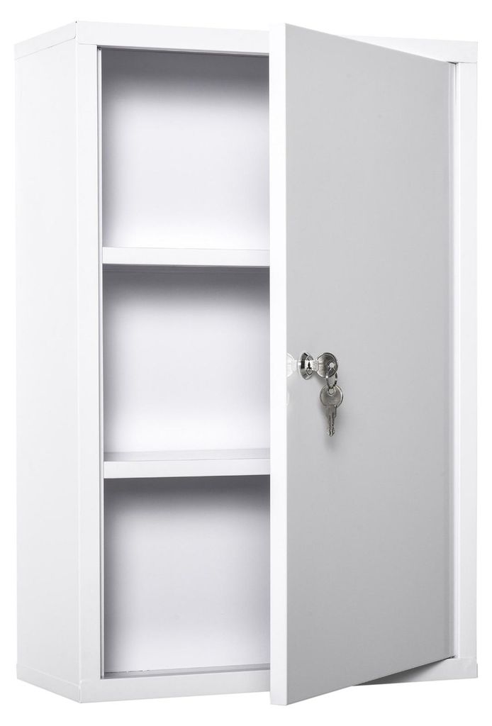 Medizinschrank Arzneischrank abschließbar 3 Fächer Stahl lackiert Wandmontage Erste-Hilfe-Schrank WeiØ 40 x 18 x 60 cm