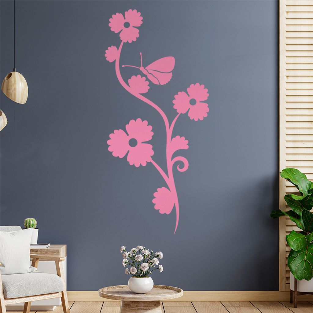 Falter Schmetterling Blüte Wandtattoo in 6 Größen - Wandaufkleber Wall Sticker - Dekoration, Küche, Wohnzimmer, Schlafzimmer, Badezimmer