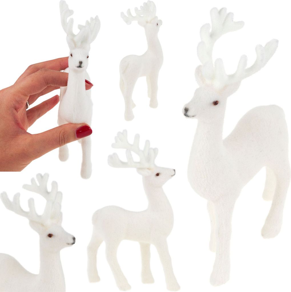 Rentier Beflockt Dekorative Weissen Samt Figur Weihnachten Dekoration Rentier
