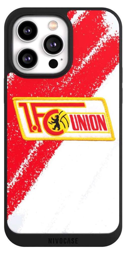 NIVOCASE Handyhülle für Apple iPhone 14 Pro Max Hülle NIVOpure Case Schwarz 1. FC Union Berlin Logo Offizielles Lizenzprodukt