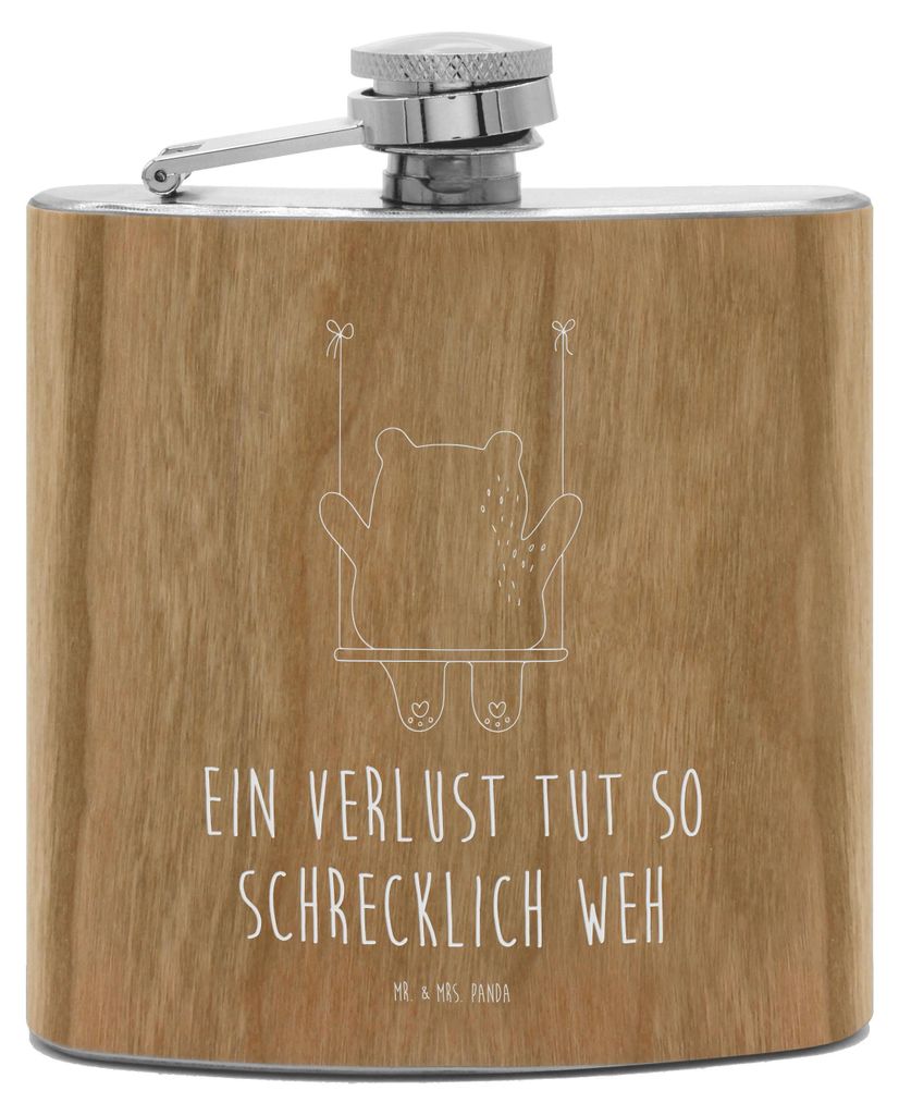 Mr. & Mrs. Panda Flachmann Bär Schaukel - Transparent - Geschenk, Outdoor, Verlust Trauer Trauergeschenk Traurig Trösten Trost Liebeskummer Liebe...