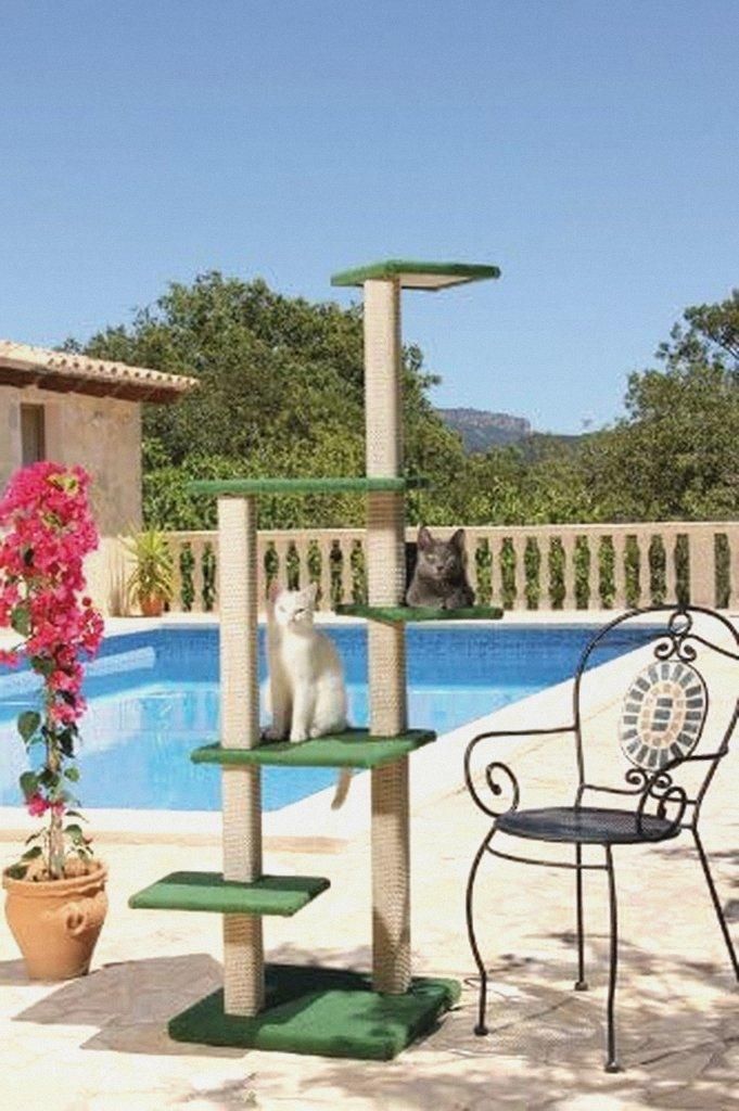 Outdoor Kratzbaum St. Tropez. Mit stufenförmig angeordneten Liegeetagen für leichten Aufstieg. Ideal auch für kleine und ältere Tiere. 7416