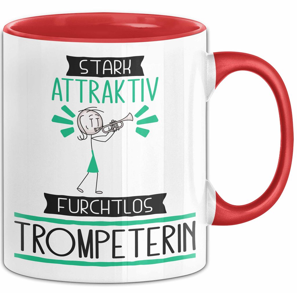 Trompeterin Tasse Geschenk Becher Stark Attraktiv Furchtlos Trompeterin Lustige Geschenkidee (Rot)