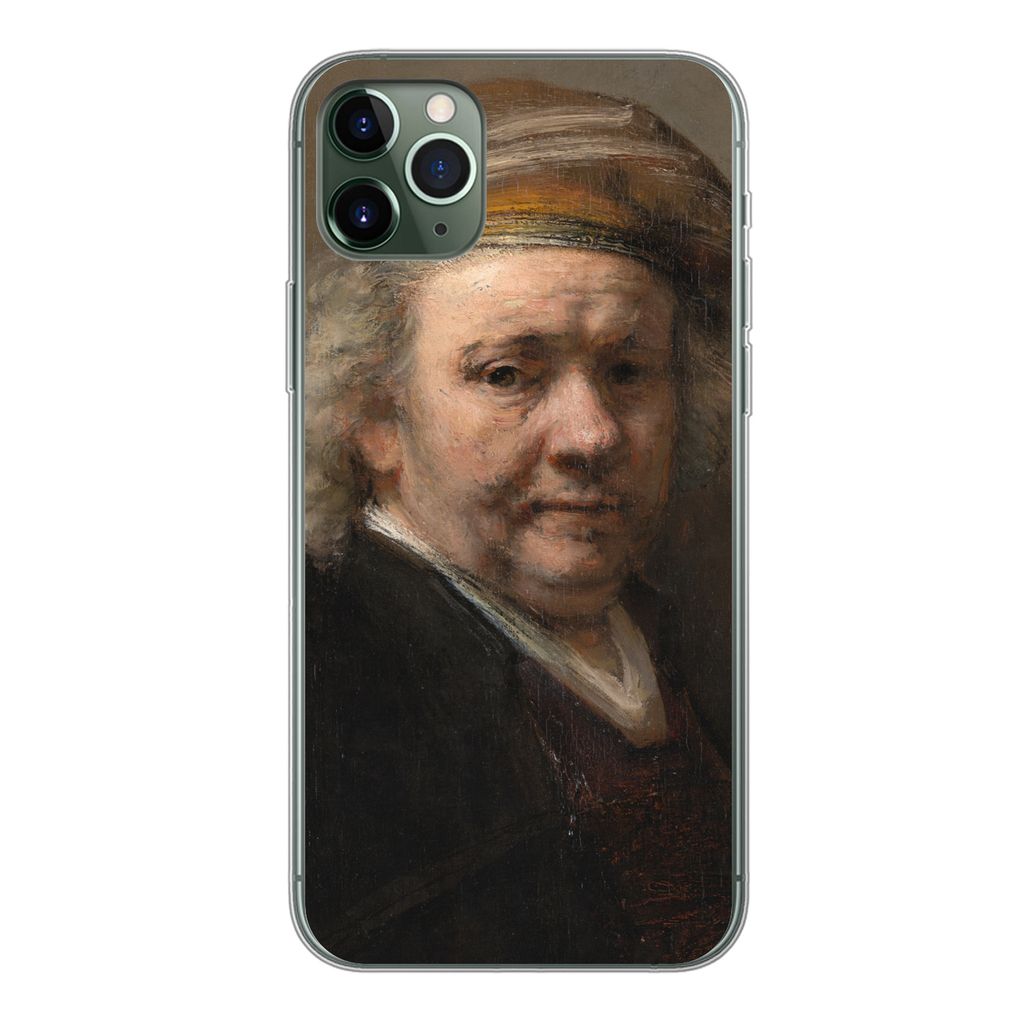 MuchoWow Handyhülle Schutzhülle Hülle für iPhone 11 Pro Max Selbstbildnis - Gemälde von Rembrandt van Rijn Silikon Softcase Handy Hülle - S...