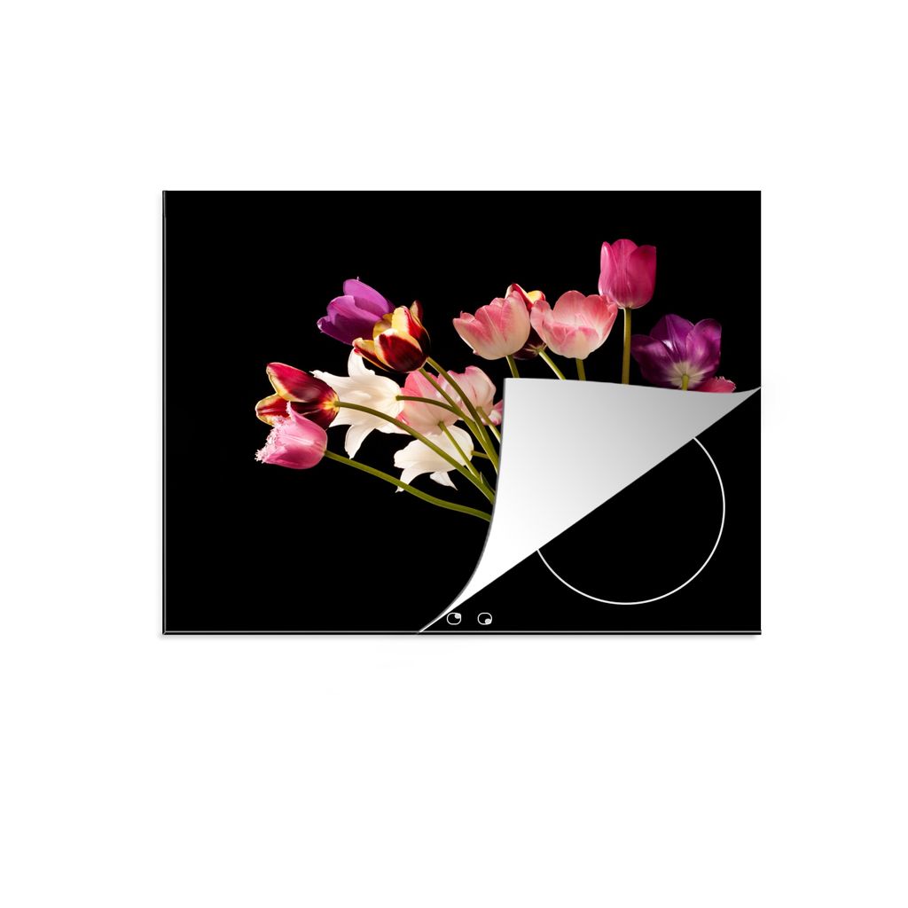 KitchenYeah Herdabdeckplatte Tulpen - Stilleben - Blumen , 59x51cm, Küche Deko, Glaskeramikkochfeld Herdabdeckung, Abdeckplatte fùr Kochfeld