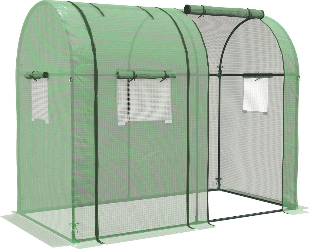 Serre de Jardin avec 2 Portes Zippées et 4 Fenêtres en Acier Renforcé