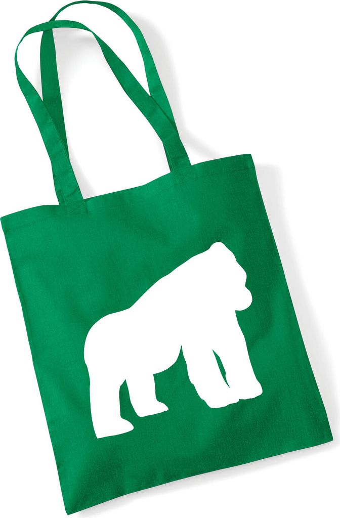 Huuraa Jutebeutel Gorilla Silhouette 10 Liter Kelly Green Baumwolle Tasche Geschenkidee