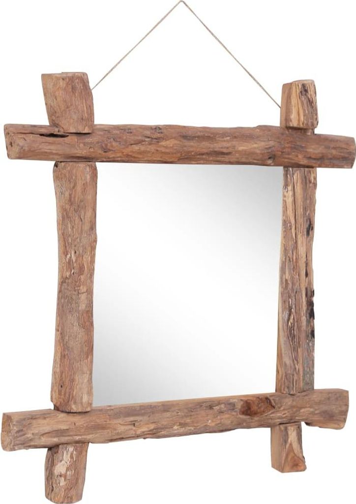 vidaXL Holzspiegel Natur 70x70 cm Recyceltes Teakholz