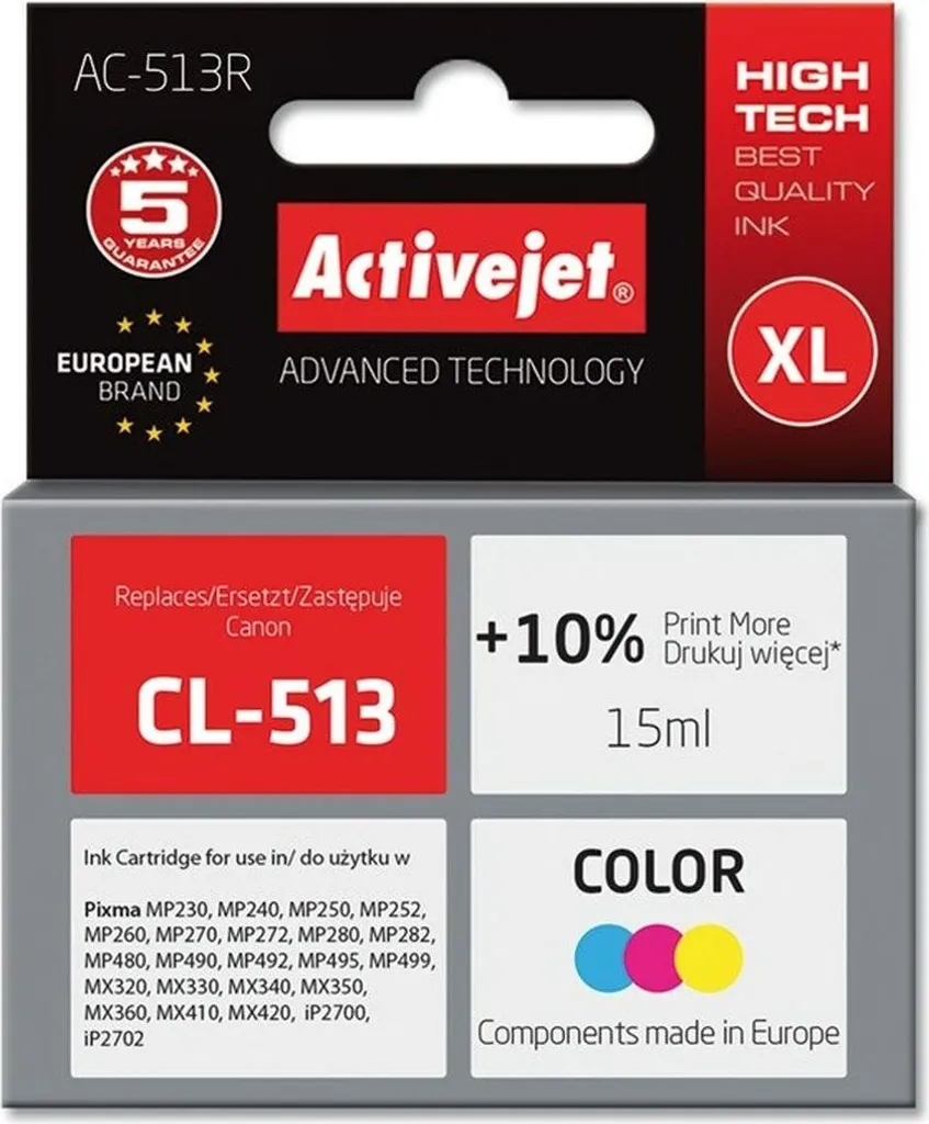 Imprimer en couleur avec la cartouche AC-513R compatible Canon CL-513 15ml