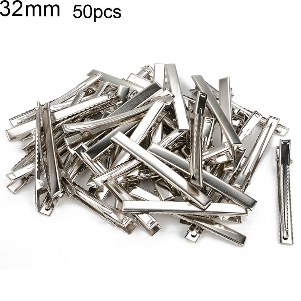 50 Stück Metall Single Prong Alligator Damen Haarspangen Haarspange DIY 32 mm–75 mm – Größe: 32 mm