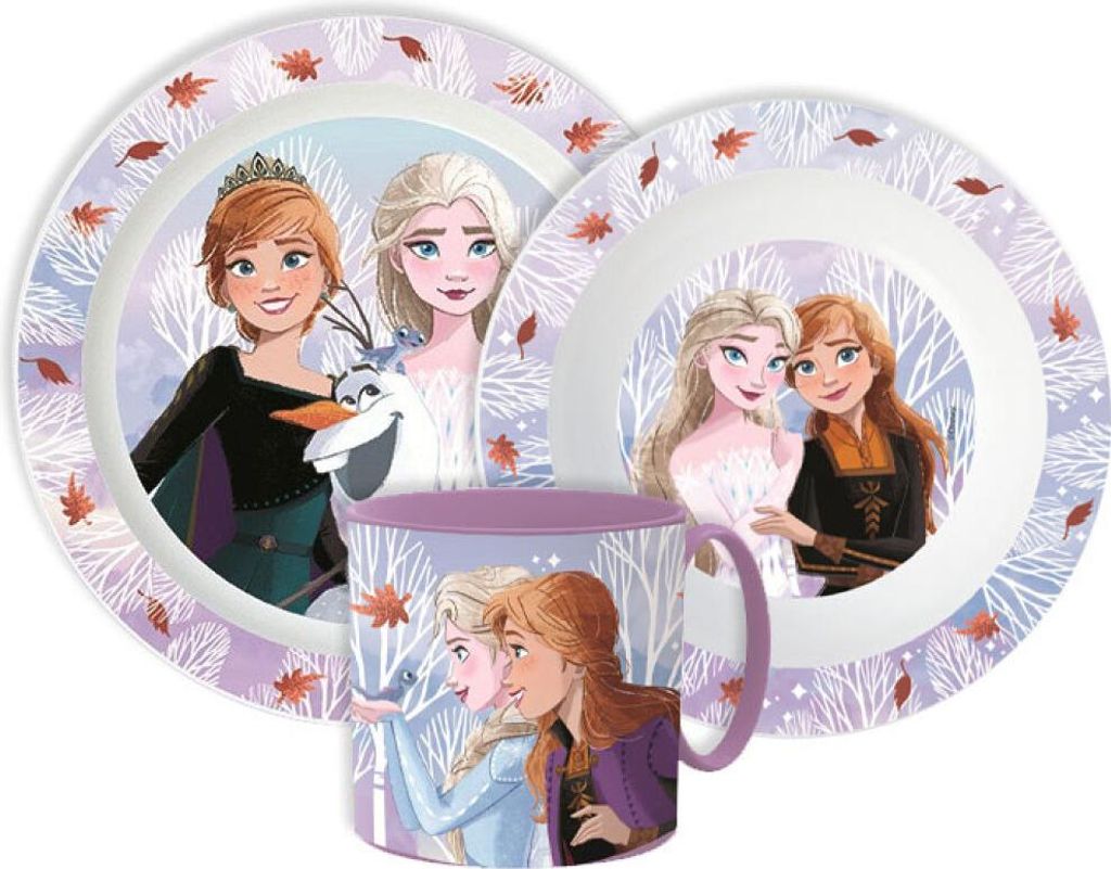 Disney Autumn Leaves Geschirrset, Mikro-Plastik-Set mit Becher 265 ml