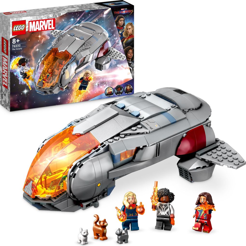 LEGO 76232 Marvel Hoopty, baubares Raumschiff aus dem The Marvels-Film mit den Superhelden-Minifiguren Captain Marvel, Ms. Marvel und Photon sowie ...