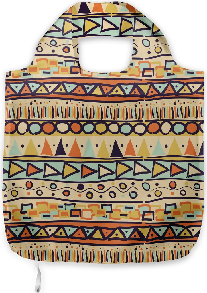 Borsa Shopping ABAKUHAUS in Tessuto Multicolore - Stile Etnico Primitivo