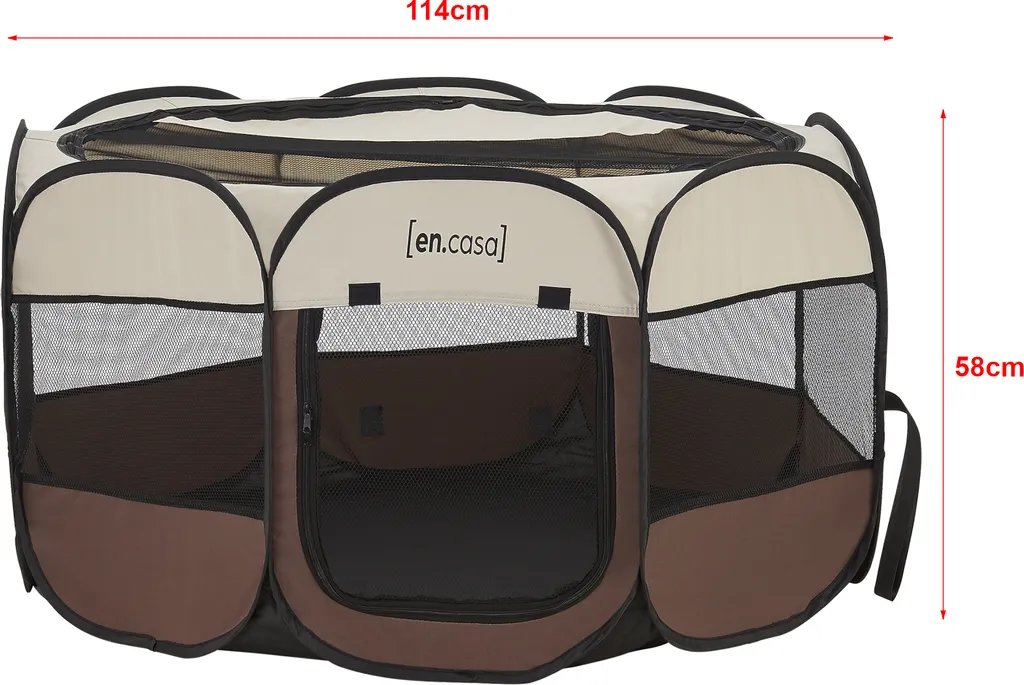 Box per cani Telford 58 x 114 x 114 cm Box per animali Pop Up per uso interno ed esterno Box per cuccioli Cuccia per cani Marrone / color crema