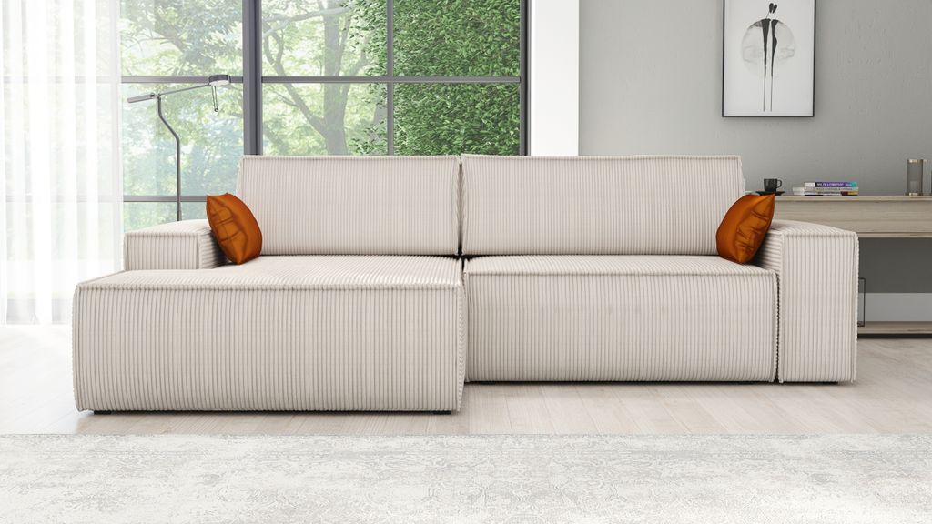 Ecksofa TOR mit Schlaffunktion. Farbe: Cream. Produktbild 