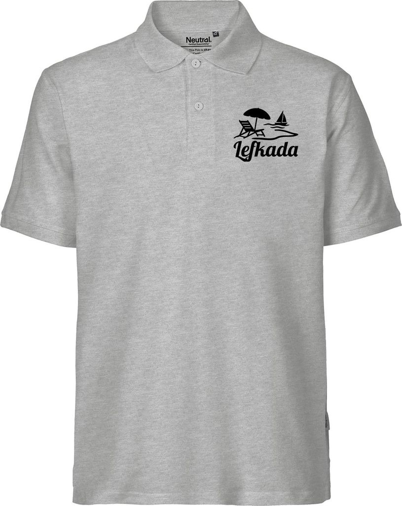 Huuraa Herren Polo Shirt Lefkada Griechenland XL Sport Grey Bio Baumwolle Fairtrade Poloshirt Geschenkidee